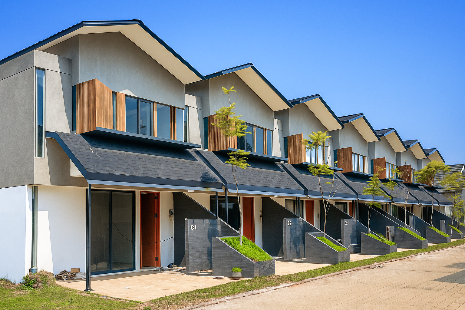 Desain Paradesa Pamulang gaya modern tropis.